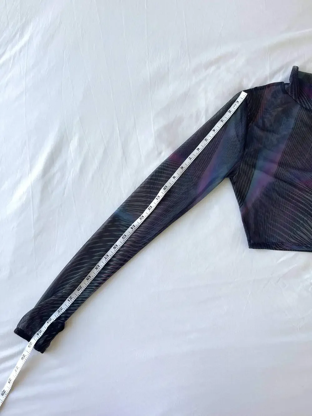BADINKA Synth Wave Mesh Rave Set - Long Sleeve Crop Top & Mini Skirt